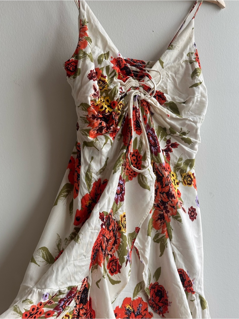 Free People White Dress with Orange Floral Print